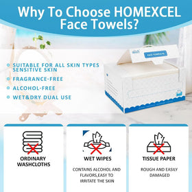 HOMEXCEL Face Towels travel-friendly pack ready for on-the-go use.
