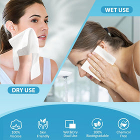 HOMEXCEL Face Towels two-sided texture demonstrates gentle wipe and deep clean options.