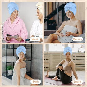 HOMEXCEL long hair use case with turban wrap in blue