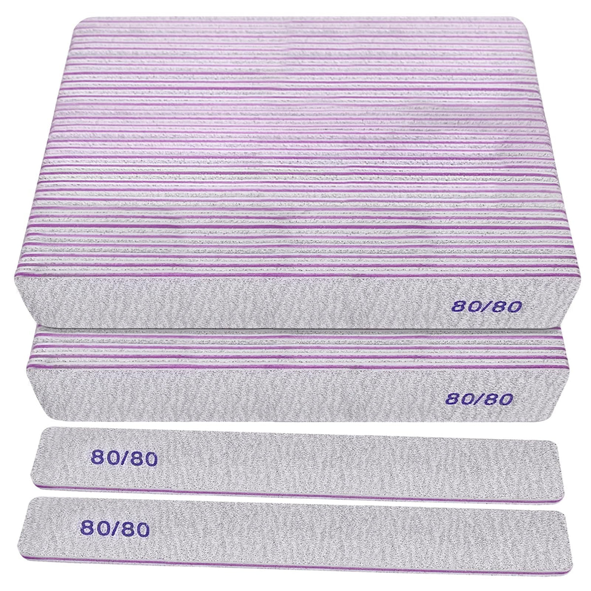 Packaging image of HomeyEra 80/80 grit nail files, durable emery boards for professional use.