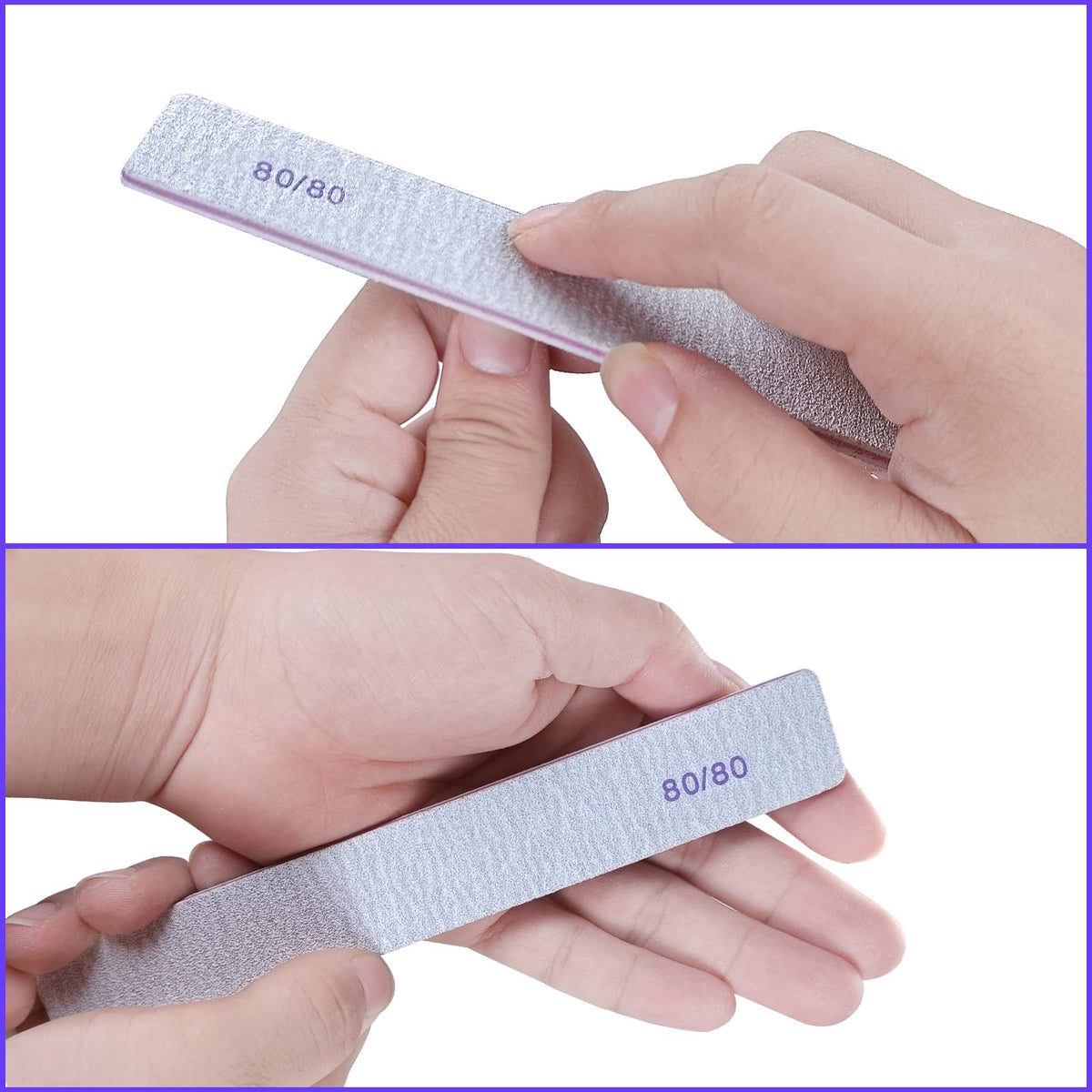 Ergonomic square design of HomeyEra 80/80 grit file for easy grip.