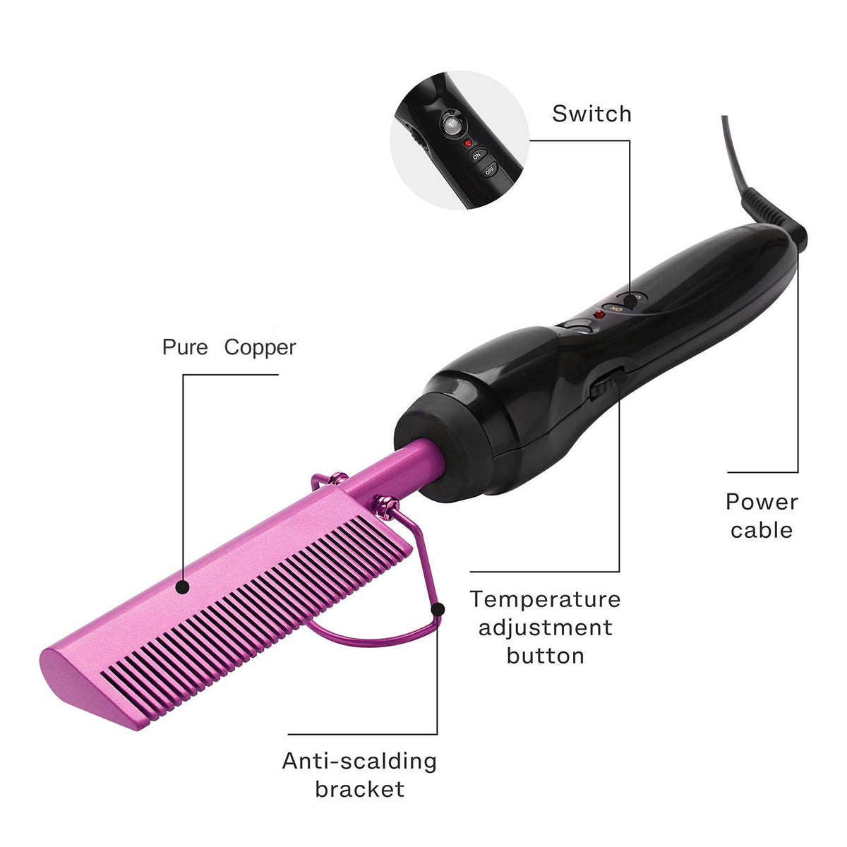 Homfu five gear temperature adjustable for diverse hair types