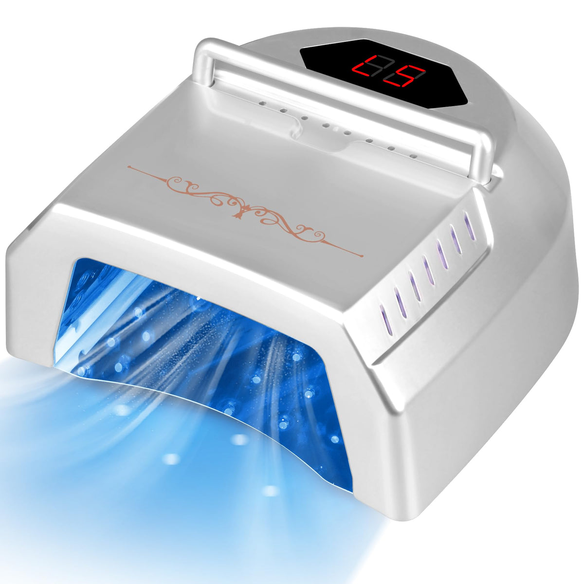 HoMove UV LED Nail Lamp 72W cordless front view for quick gel curing at home or in salon.