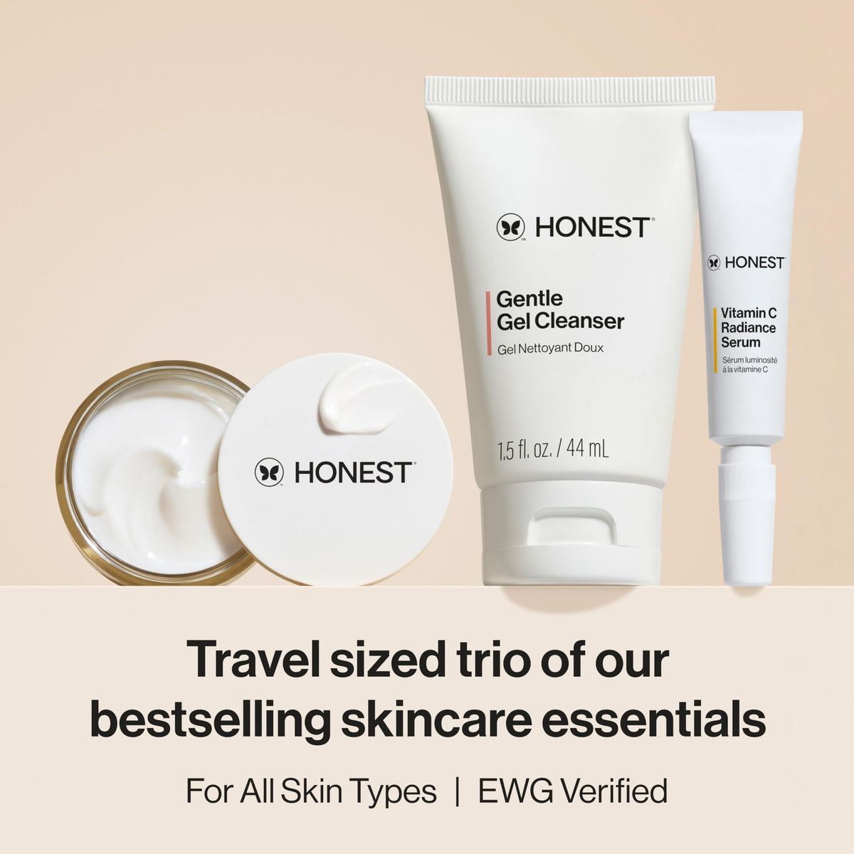 Honest Beauty Gentle Gel Cleanser close-up highlights soothing chamomile and calendula for gentle cleansing.