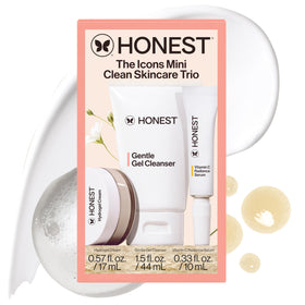 Honest Beauty Icons Travel Kit packaging shows the trio for on-the-go cleansing and hydration.