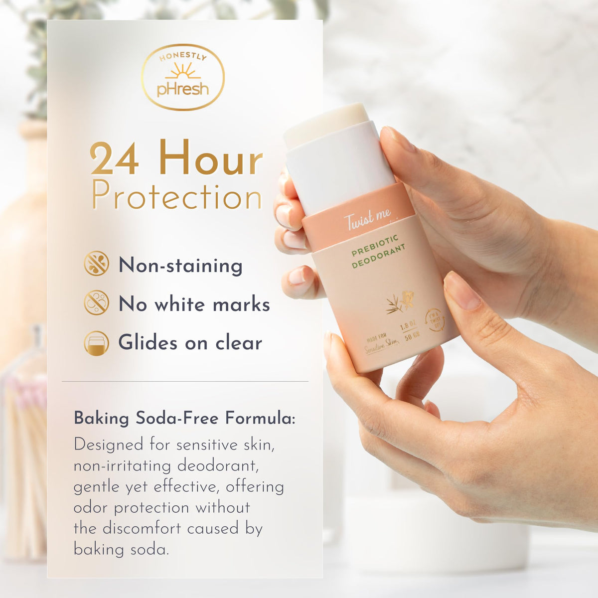 Honestly pHresh gliding clear formula leaves no residue for a seamless look.