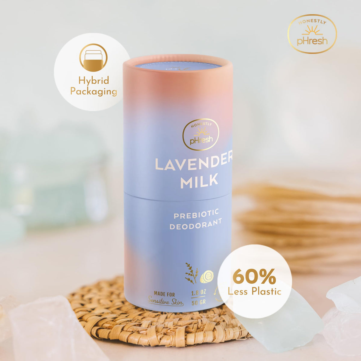 Compact, travel-friendly Honestly pHresh Lavender Milk for gym bag use