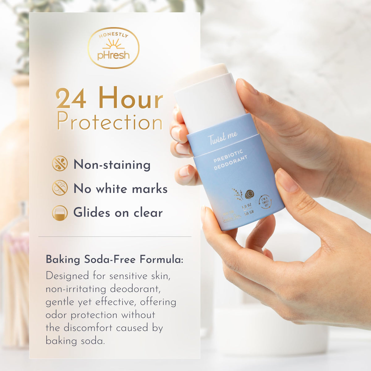 Underarm application shown in daily routine with Honestly pHresh Lavender Milk
