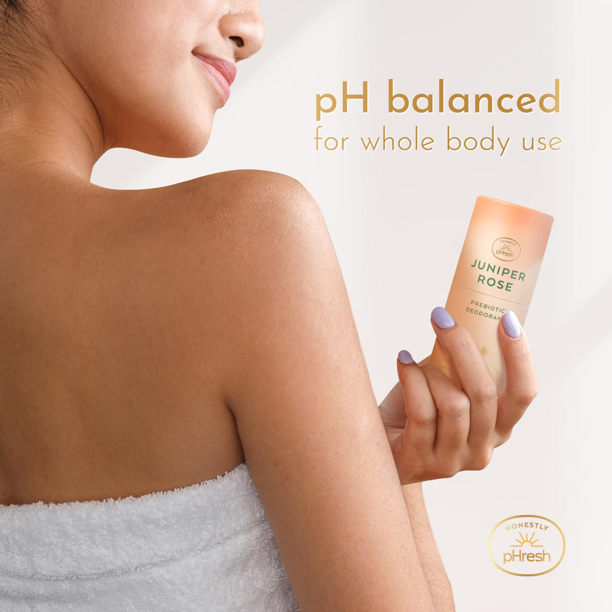 Honestly pHresh whole-body application idea shows versatile use beyond underarms.