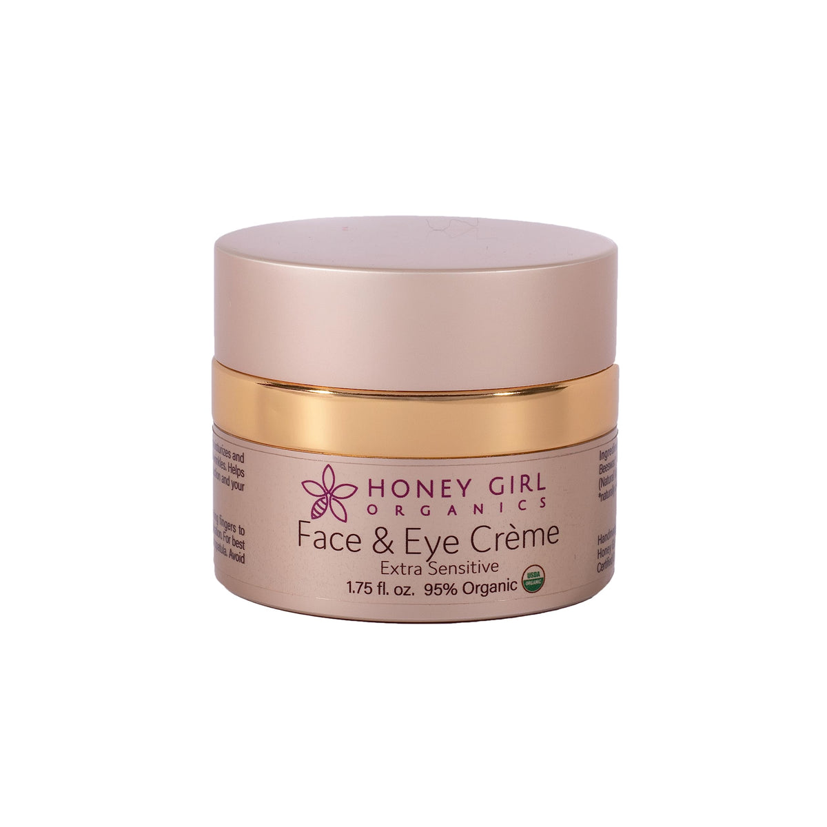 Honey Girl Organics Extra Sensitive Creme bottle close-up for gentle unscented skincare.