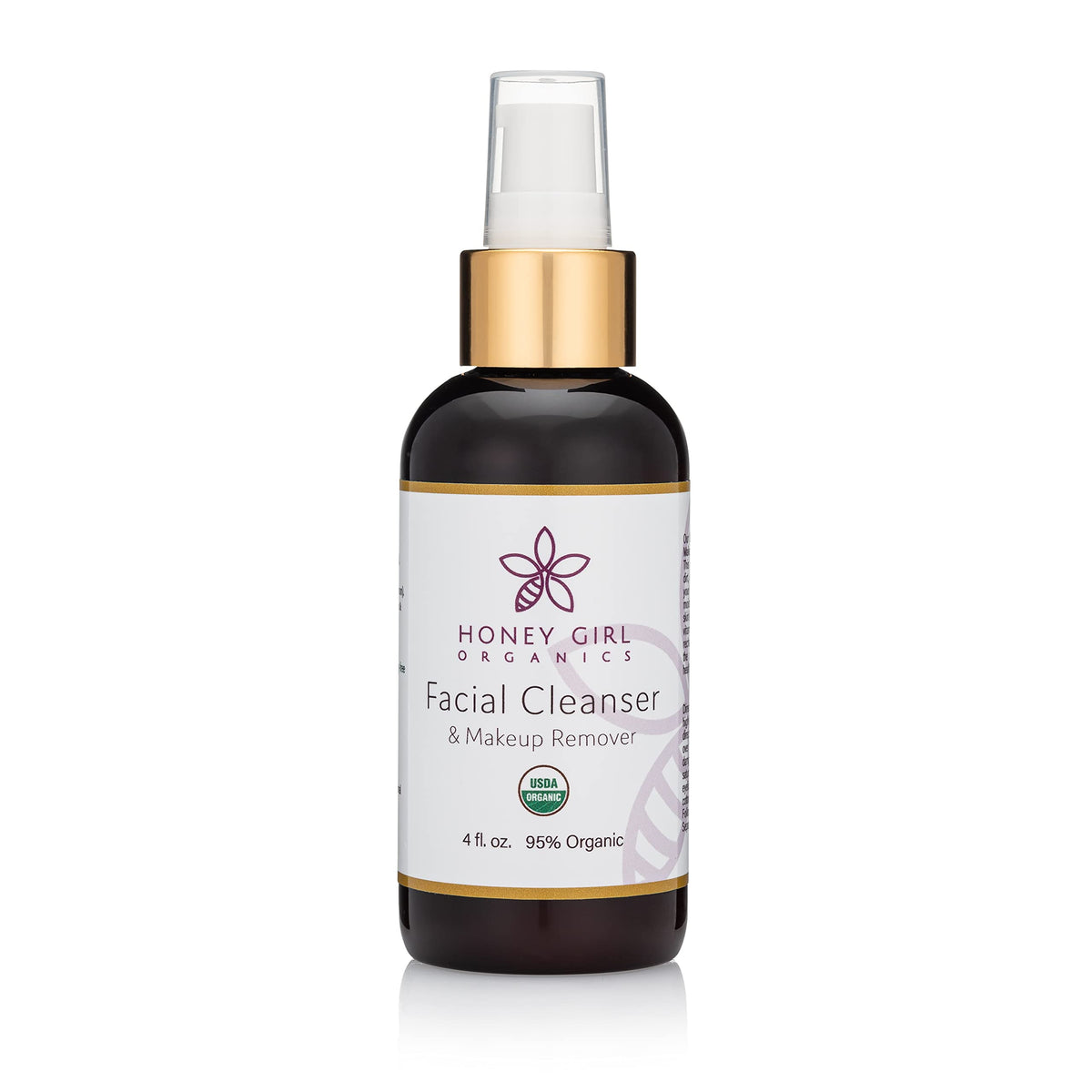 Honey Girl Organics Facial Cleanser bottle for gentle makeup removal and balanced skin