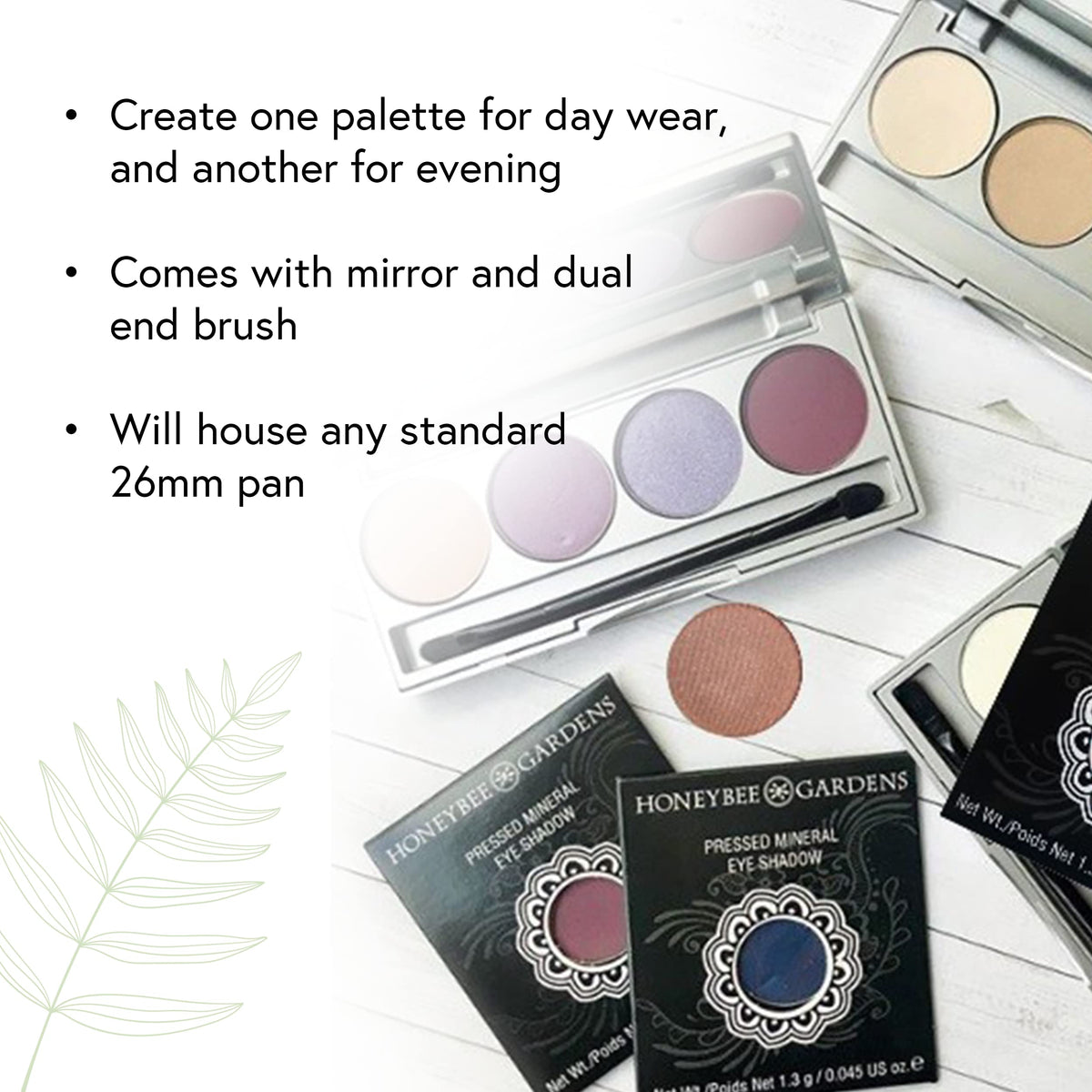 Honeybee Gardens dual-applicator palette supports seamless blending during quick touch-ups.
