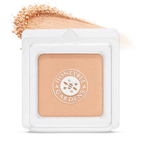 Honeybee Gardens pressed mineral foundation refill Malibu Medium Olive closeup for smooth, natural coverage.