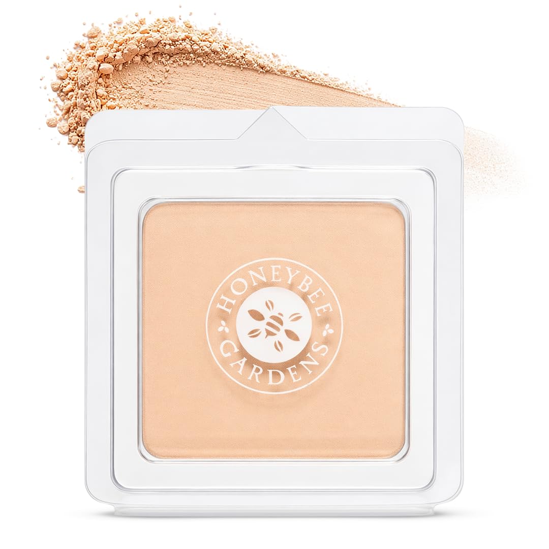 Honeybee Gardens pressed mineral foundation compact open for easy daily wear.