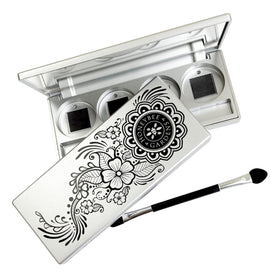 Honeybee Gardens refillable eyeshadow quad compact with magnetic base—holds four shades securely for travel.