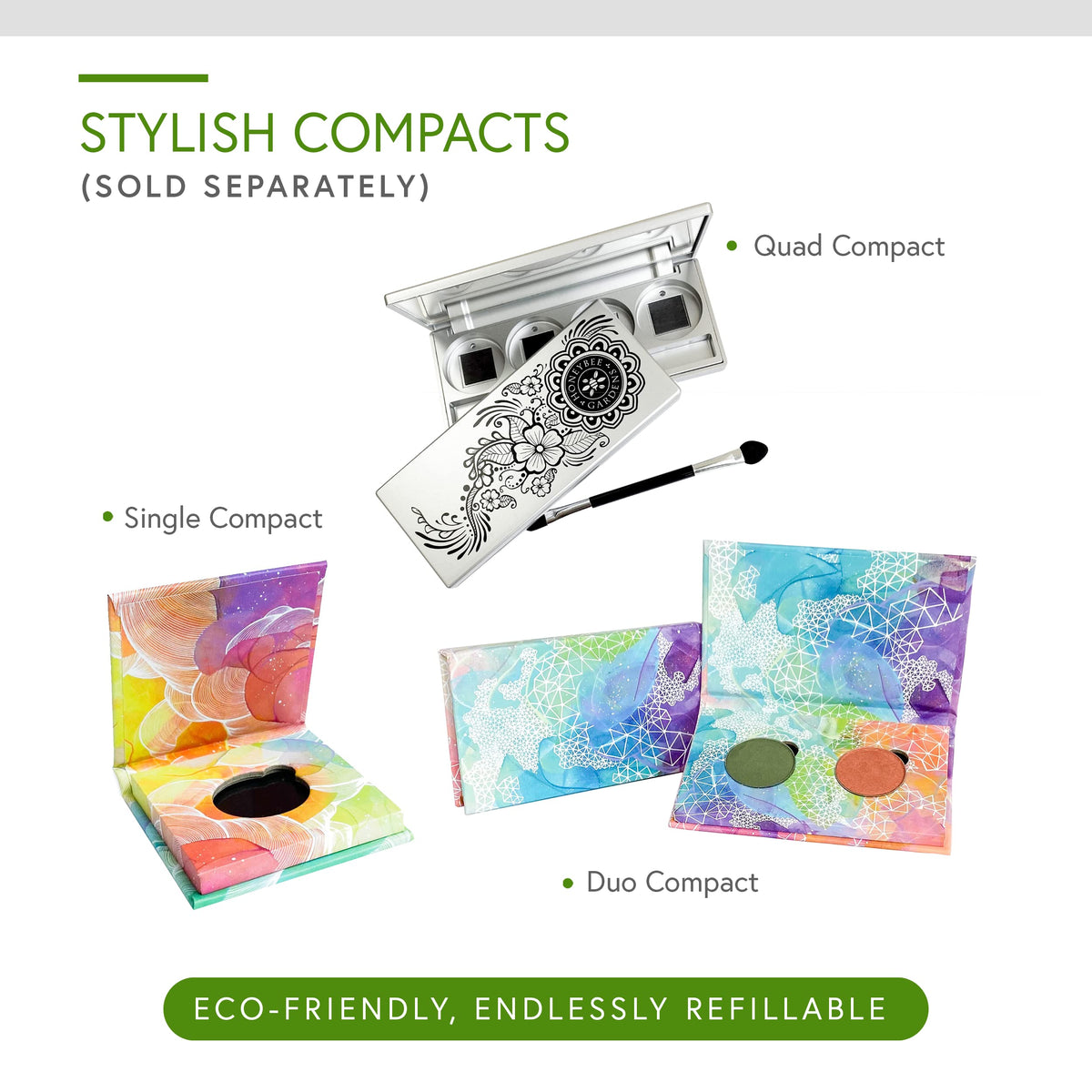 Honeybee Gardens travel-friendly palette fits into bags for everyday outings.