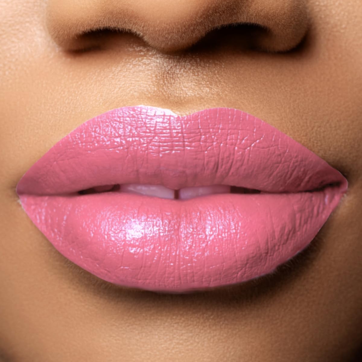 Honeybee Gardens Valentine lipstick application on lips reveals smooth, hydrating finish.