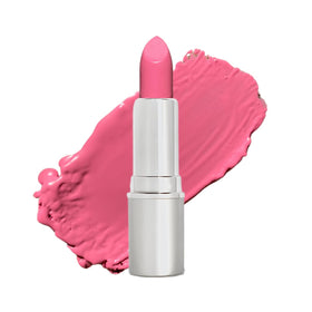 Honeybee Gardens Valentine lipstick swatch shows true medium pink with lasting color.
