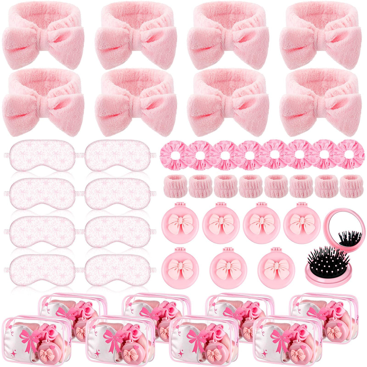 Honeydak 48-piece pink bow spa party set for sleepovers
