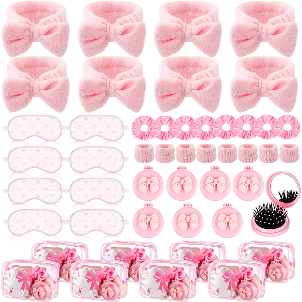 Honeydak 48-piece pink bow spa party set for sleepovers