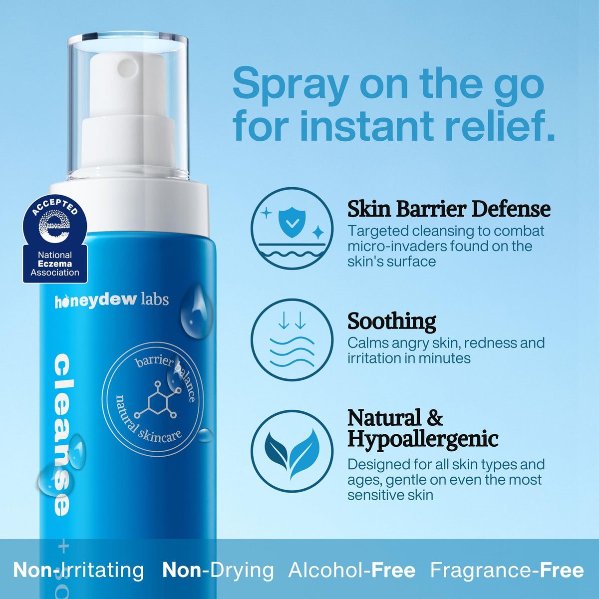 Honeydew Labs HOCl label closeup showing fragrance-free formula