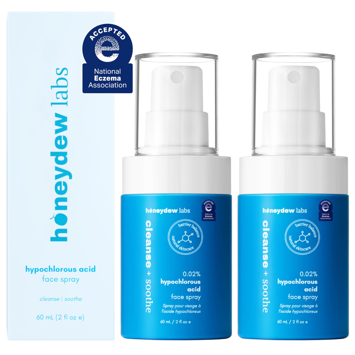 Honeydew Labs HOCl spray bottle shown for daily gentle cleansing