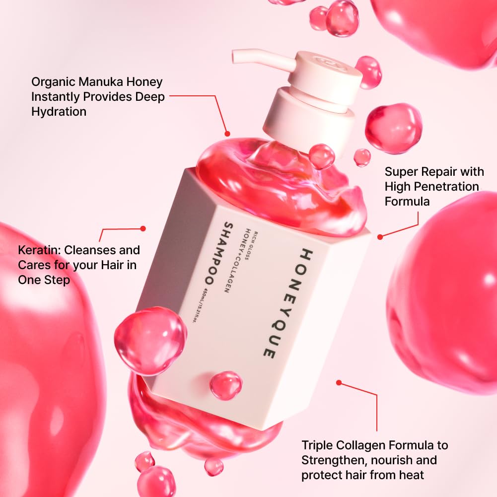 Creamy texture of HONEYQUE Rich Gloss Honey + Collagen ready to apply