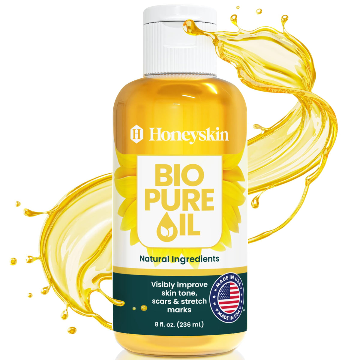 Honeyskin Bio Pure Skincare Oil bottle for deep hydration of dry skin