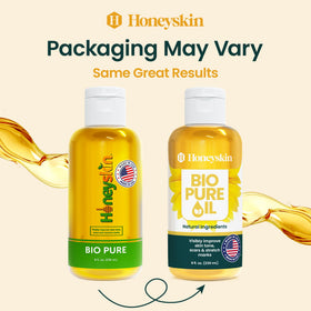 Honeyskin Bio Pure Skincare Oil in use during daily body care