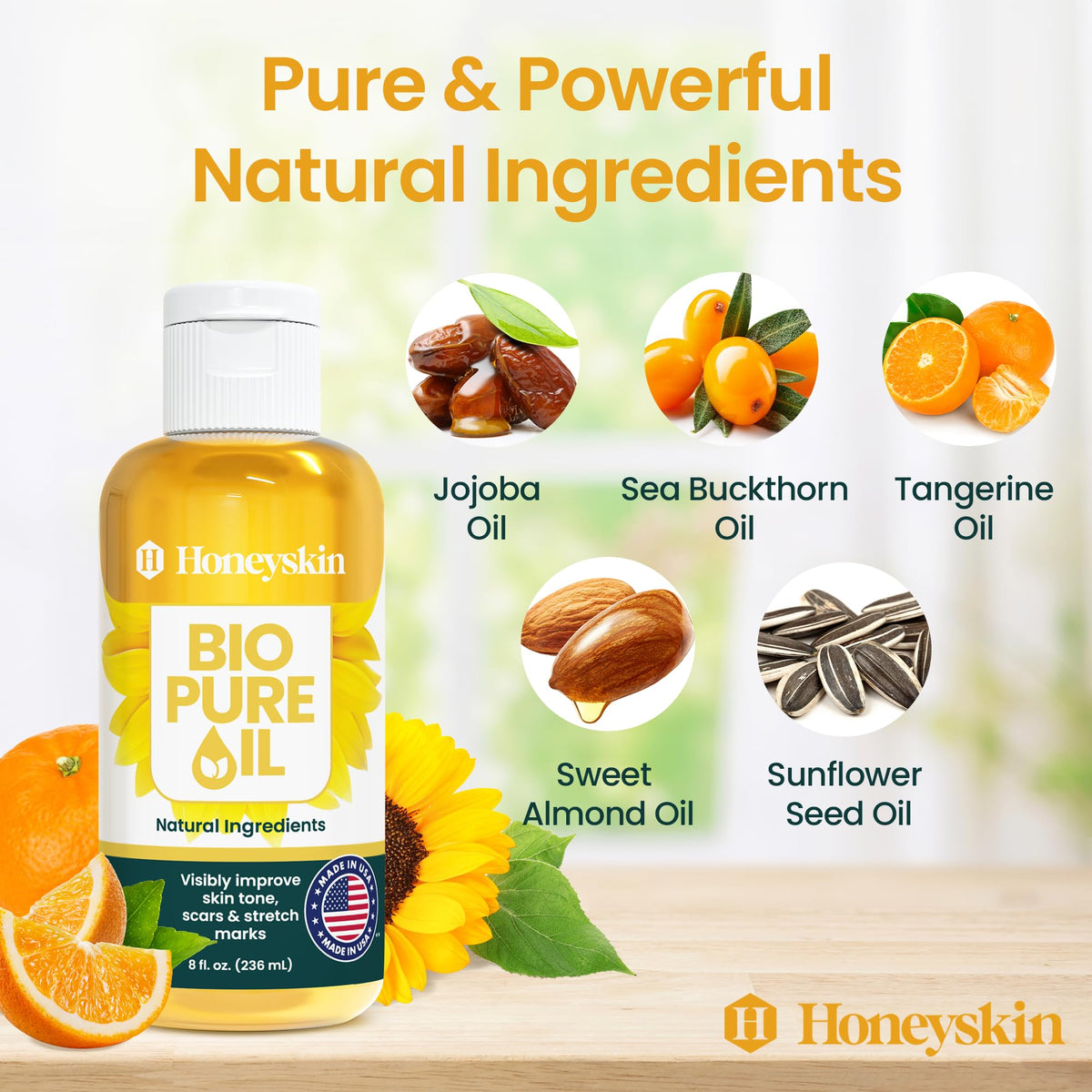 Easy application dispense of Honeyskin Bio Pure Skincare Oil