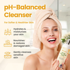 Honeyskin pH-balanced multi-action formula keeps skin balanced and comfortable.