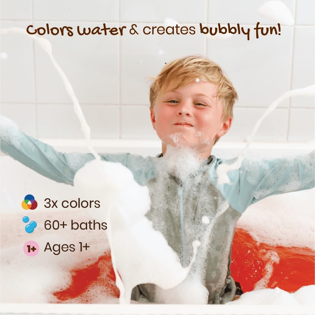 Honeysticks bubble bath red bottle releasing rich bubbles for kids' play