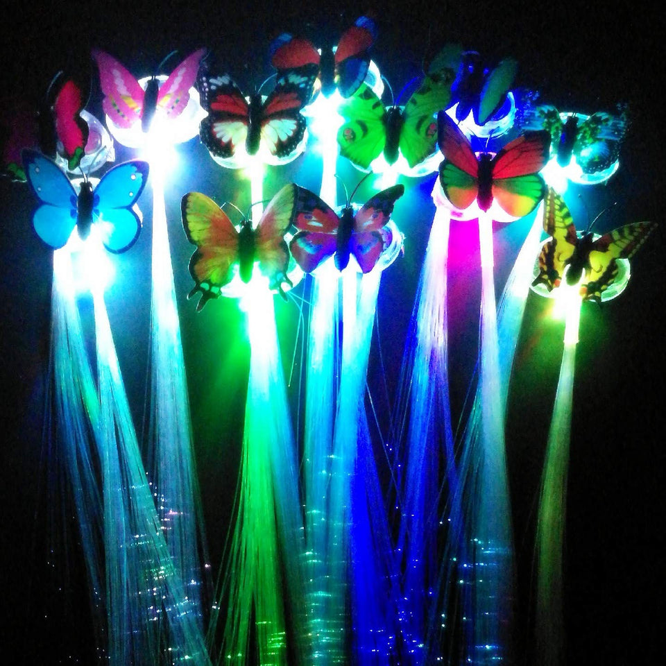HONGFU butterfly hair clip LED glow for party hairstyles and safe illumination.