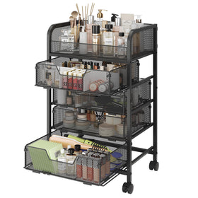 Hongtamoya makeup cart with four drawers and top display for brushes.