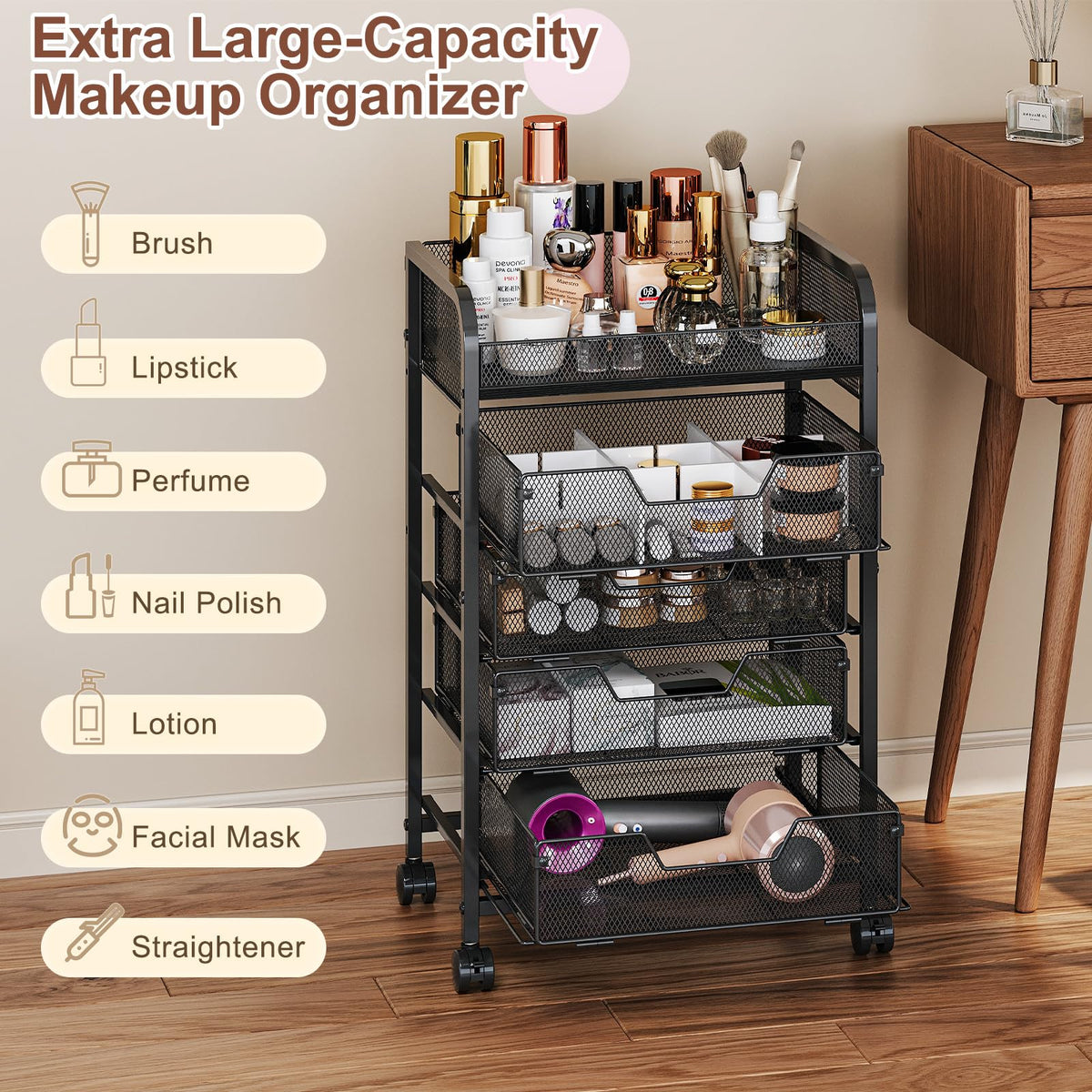 Hongtamoya cart dimensions help plan space in your room.