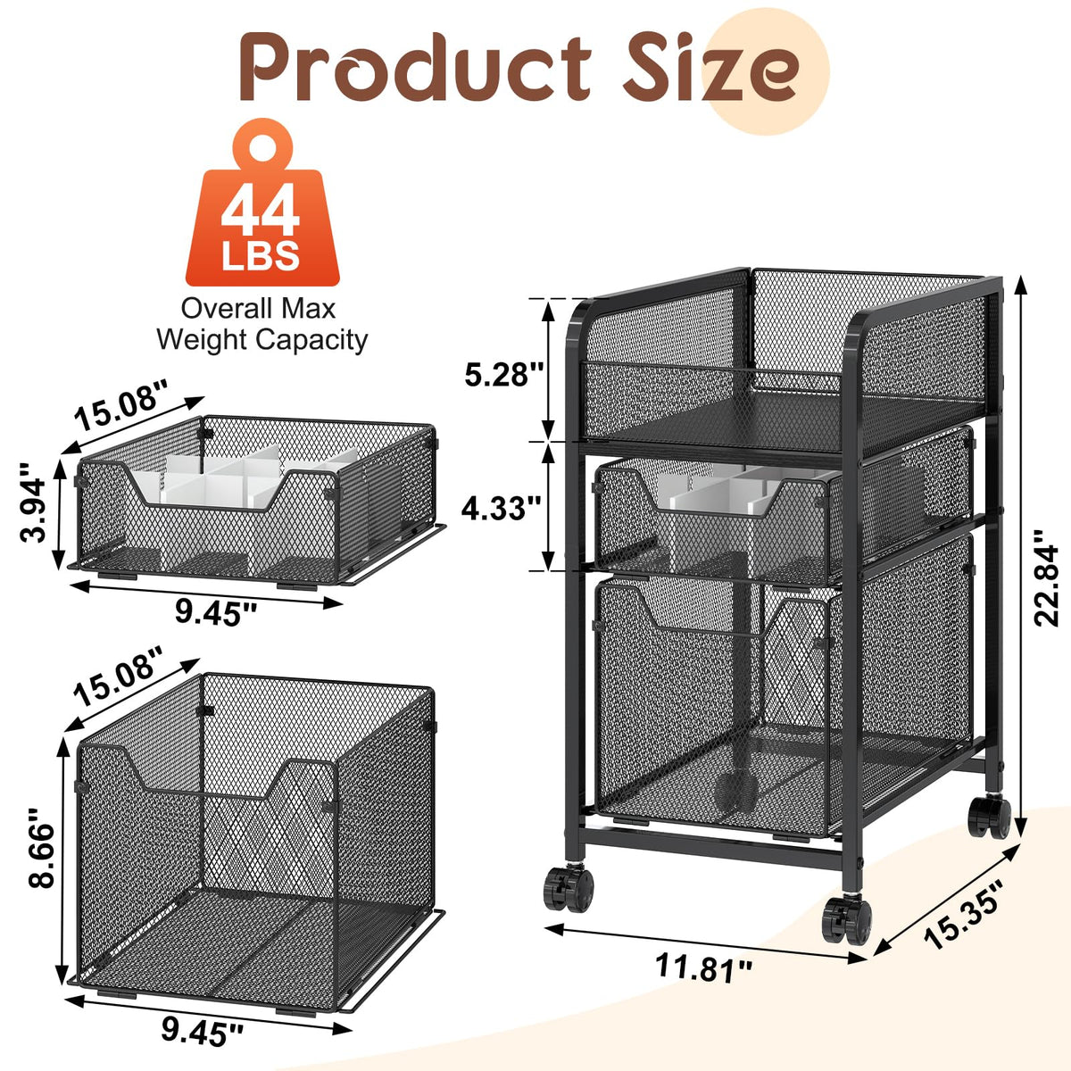 Hongtamoya rolling makeup cart durable MDF and steel construction.