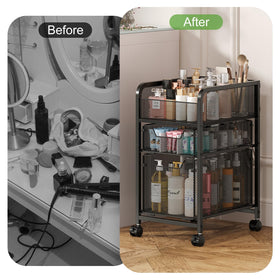 Hongtamoya rolling makeup cart multiple storage areas maximize organization.