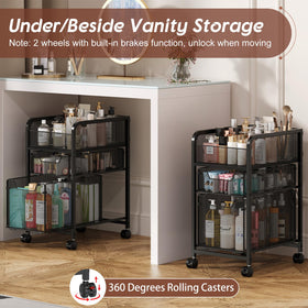 Hongtamoya rolling makeup cart with 360° swivel wheels for easy repositioning.