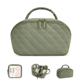 honitty makeup bag with 180° lay-flat design for quick access to cosmetics