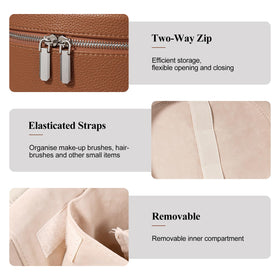 Honitty makeup bag handle enables easy carrying during trips and daily use.