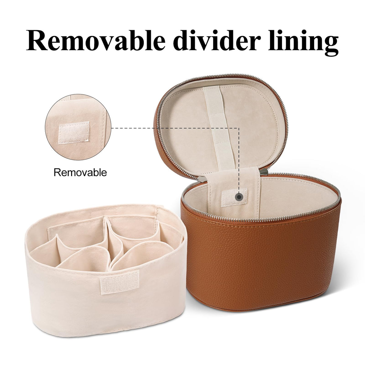 Honitty makeup bag removable dividers adapt to your storage needs while traveling.