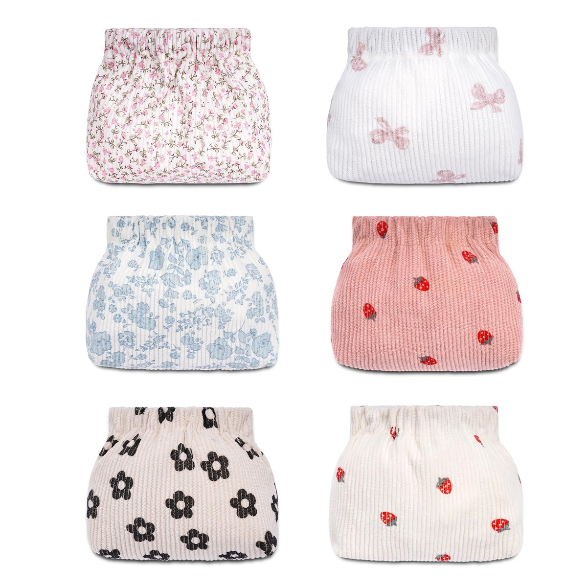 Honitty mini makeup pouch corduroy outer view shows compact portability for on-the-go use