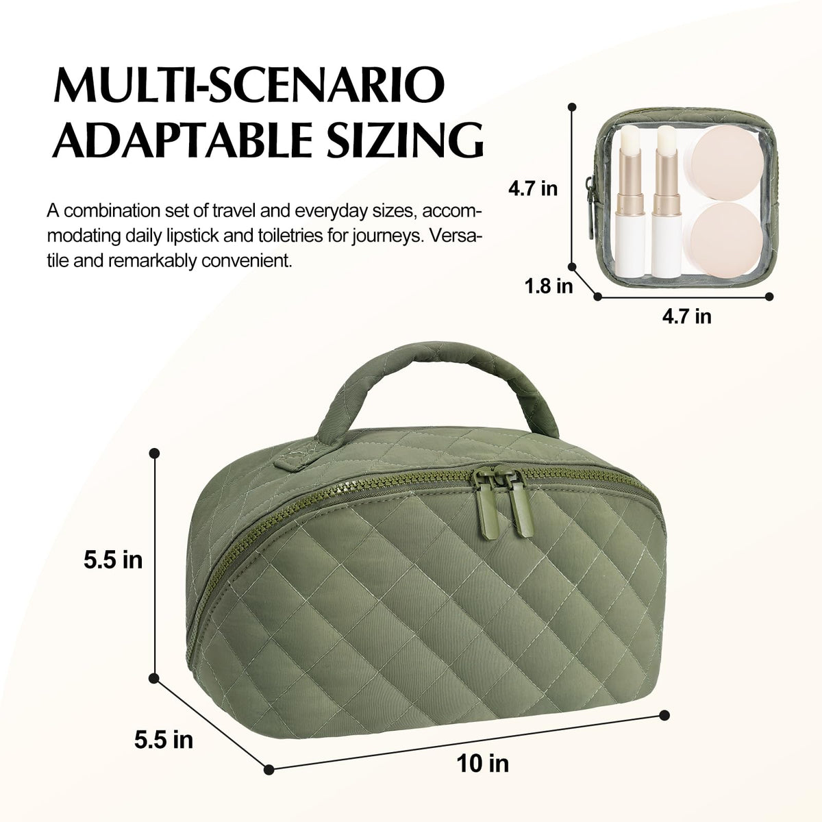 honitty large puffed travel cosmetic organizer shown for travel use