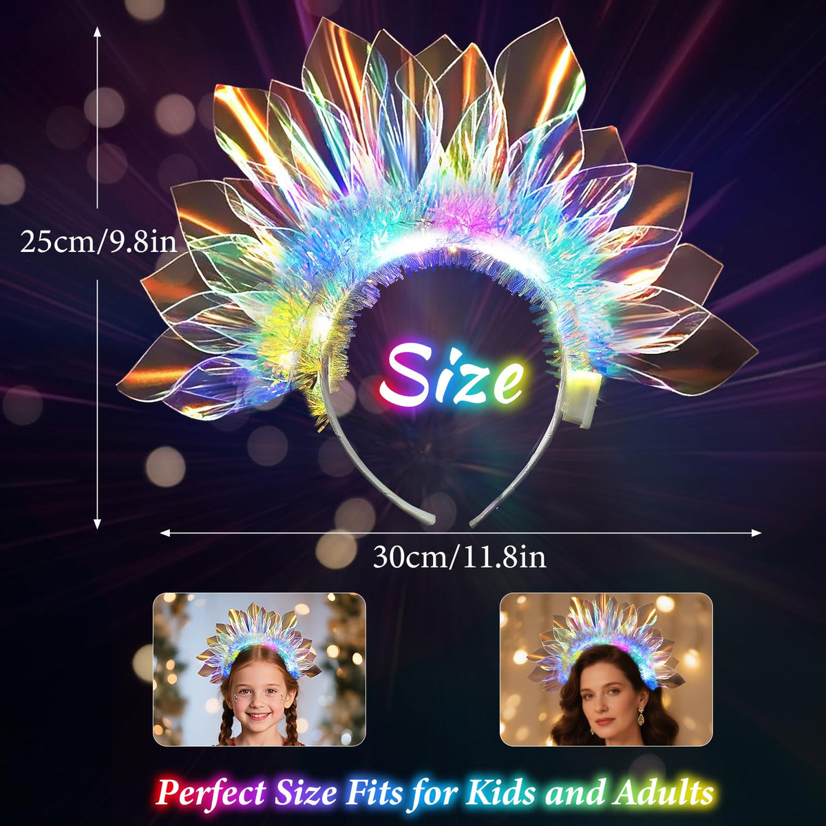 HONLYNE LED headband 3 modes flash options for dynamic nightlife looks