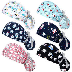 Honoson dental scrub cap with buttons, breathable cotton for comfortable all-day wear.
