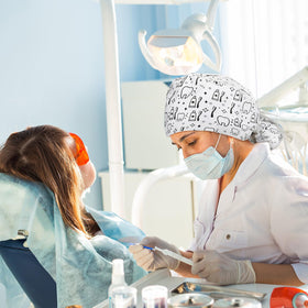 Honoson pattern pack scrub cap keeps hair neatly secured during routines.