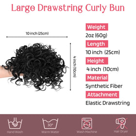 HOOJIH curly bun prestyled with soft synthetic fibers for easy morning wear.