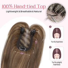 HOOJIH Hair Topper bangs front view demonstrates face-framing style and easy styling
