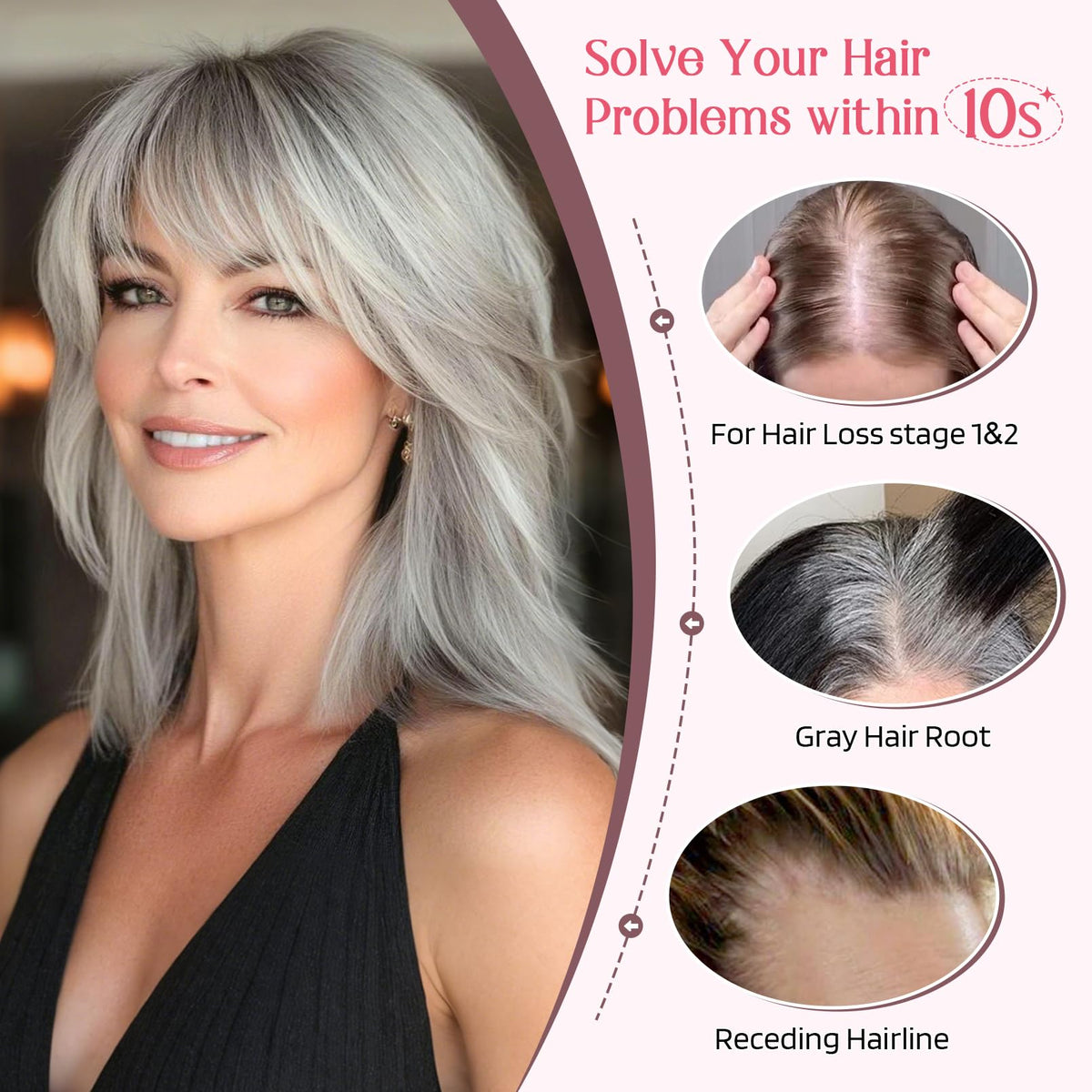 HOOJIH Hair Topper clip-in attachment provides secure, quick application