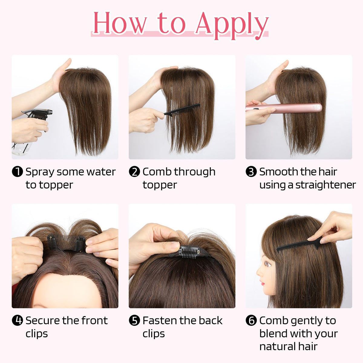 HOOJIH Hair Topper designed for natural blend with thinning hair